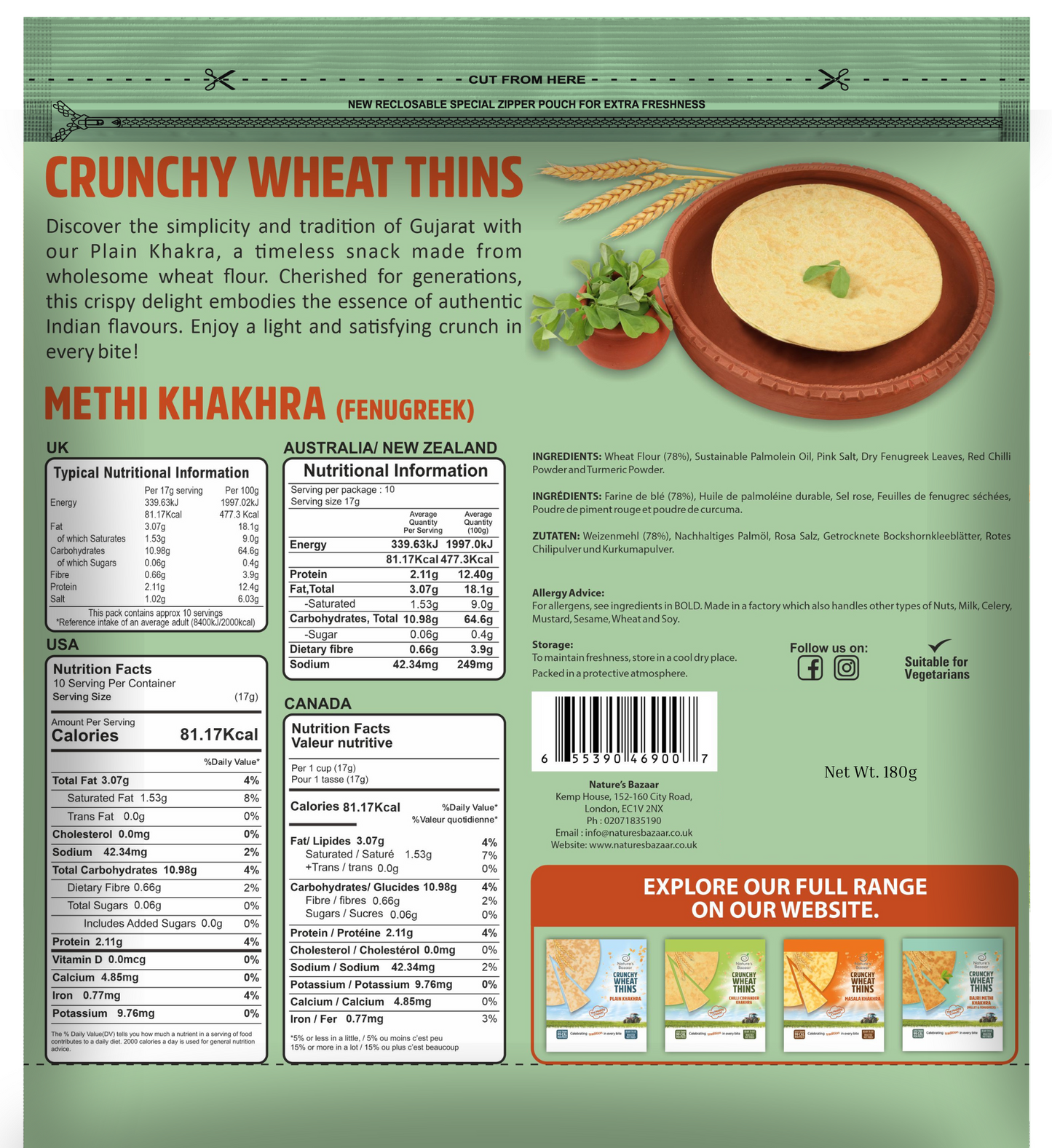 Methi Khakhra 3PKTS of 180g