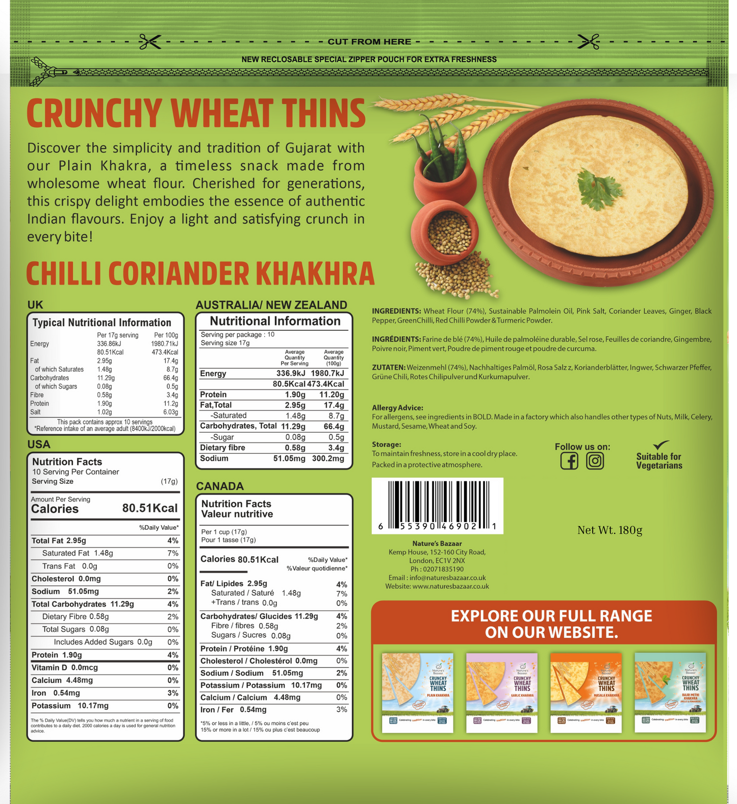 Chilli Coriander Khakhra 3PKTS of 180g