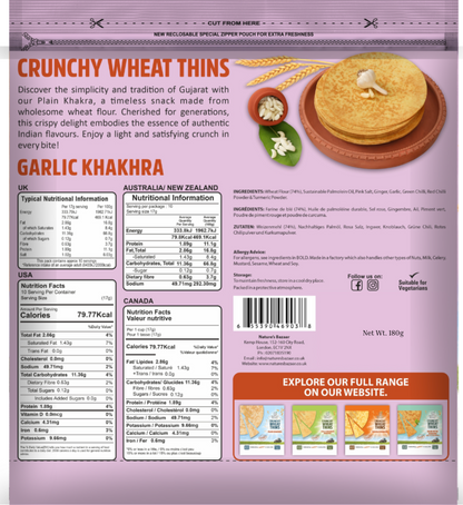 Garlic Khakhra 3PKTS of 180g
