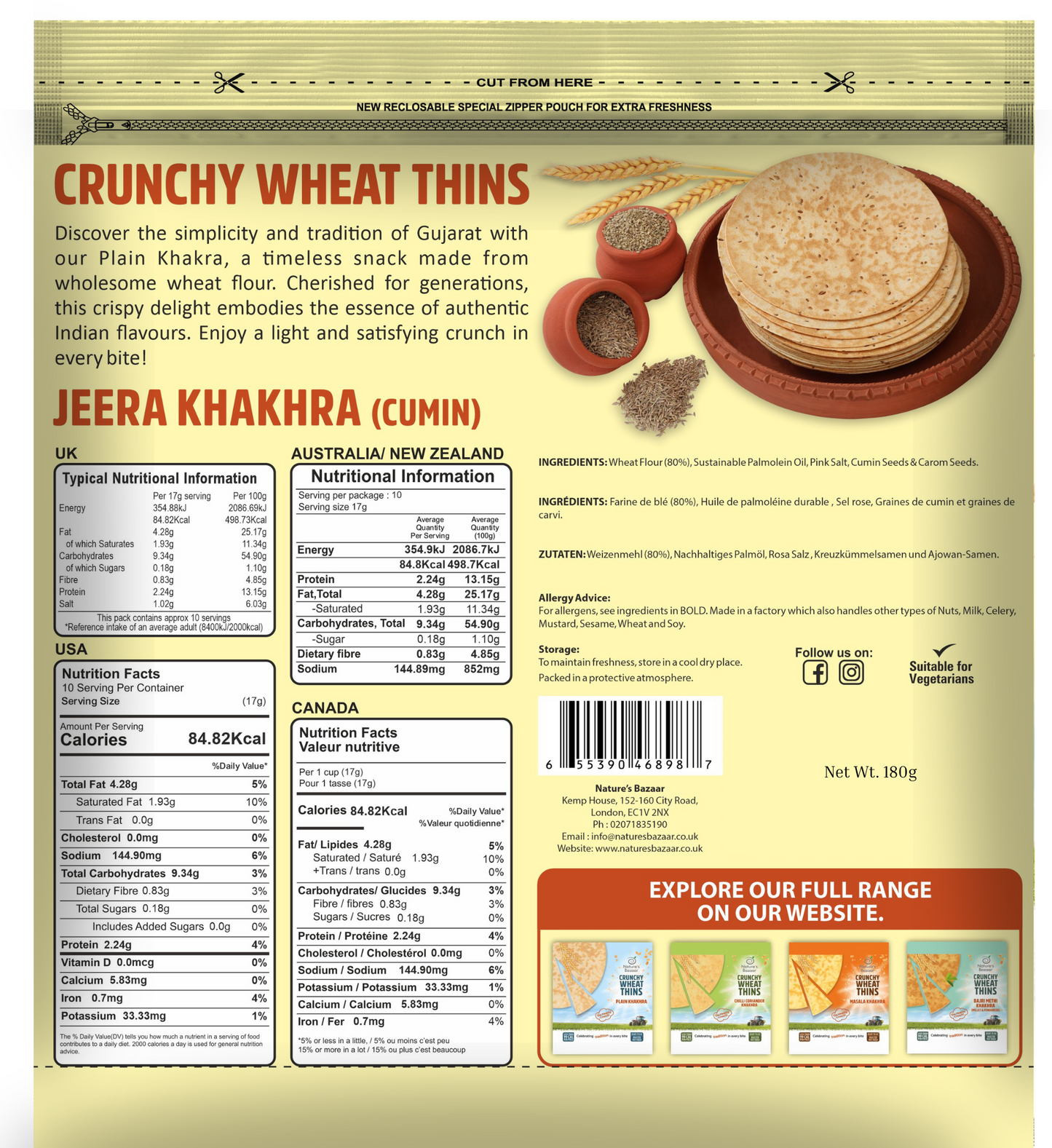 Jeera Khakhra 3PKTS of 180g