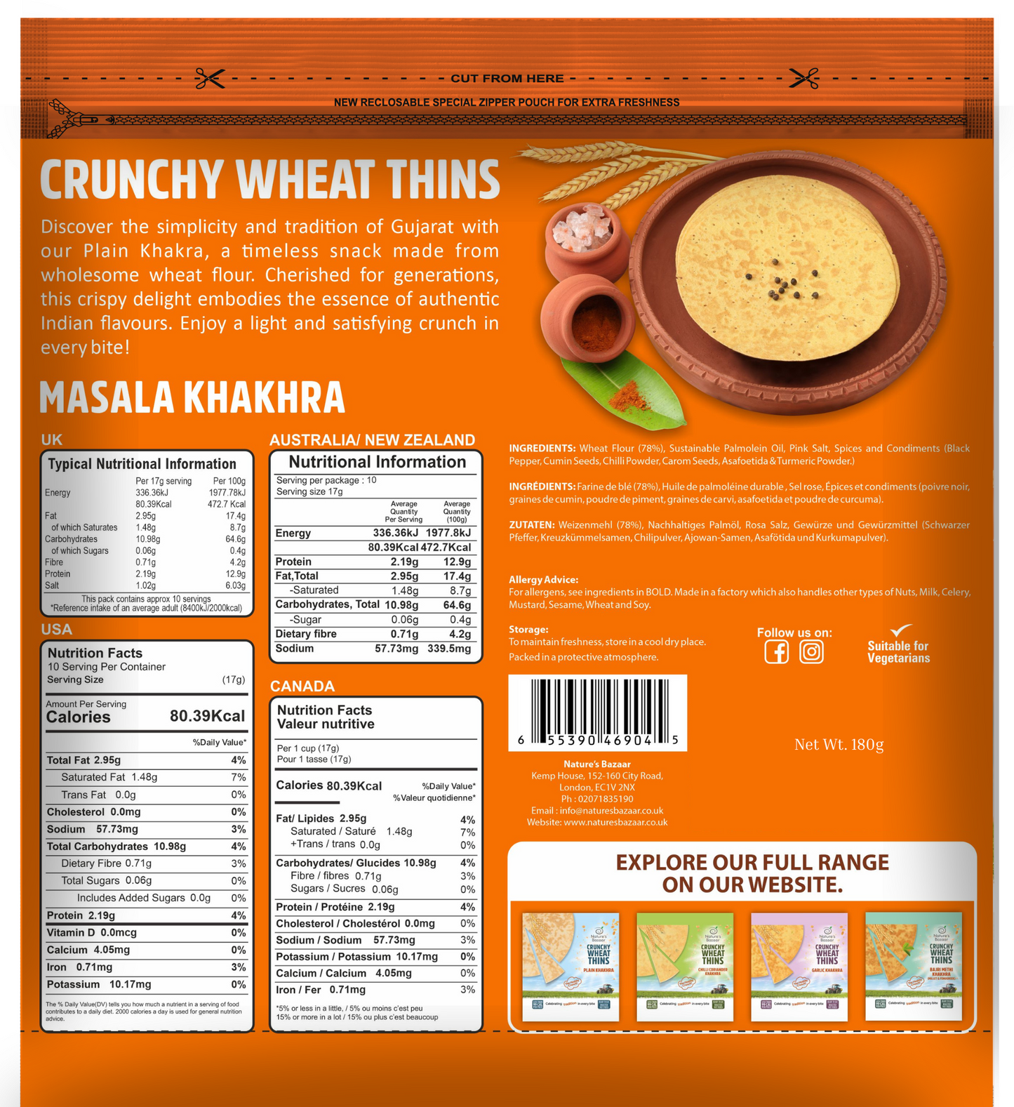 Masala Khakhra 3PKTS of 180g